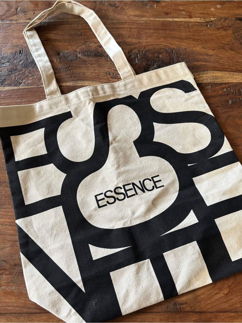Essence Canvas Tote Bag in Natural/Black